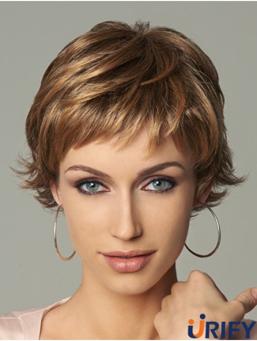 8 Zoll Style Wavy Layered Blonde Short Perücken