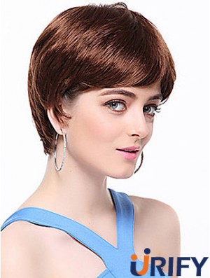 Boycuts Straight Auburn Capless Top kurze Perücken