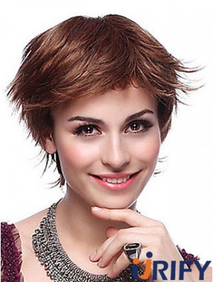 Geschichtete gerade Auburn Capless Trendy Short Perücken