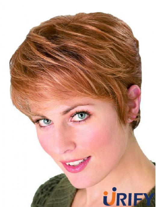 Straight Boycuts Cropped Perfect Auburn Synthetic Perücken