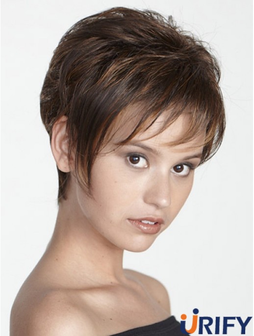 Boycuts Straight Brown Capless Moderne kurze Perücken