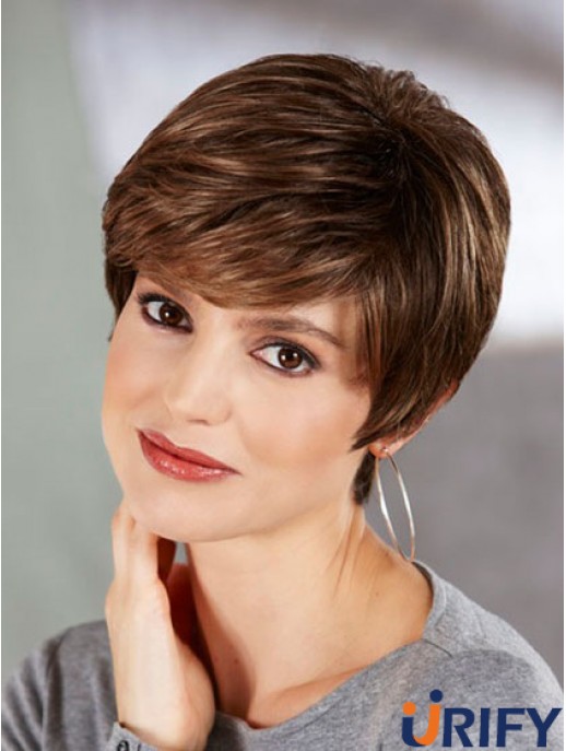 Boycuts Straight Brown Capless Perfekte kurze Perücken