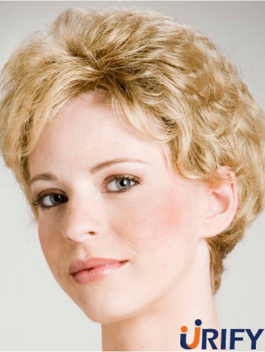 Curly Blonde Erschwingliche kurze klassische Perücken