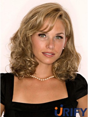 Halbe Perücke Mit Remy Blonde Farbe Schulterlange Wellenform