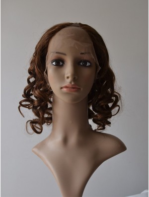 12 Zoll Lace Front Curly Brown Praktische U-Teil Perücken