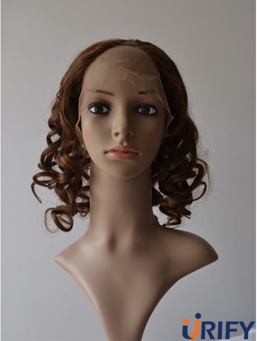 12 Zoll Lace Front Curly Brown Praktische U-Teil Perücken