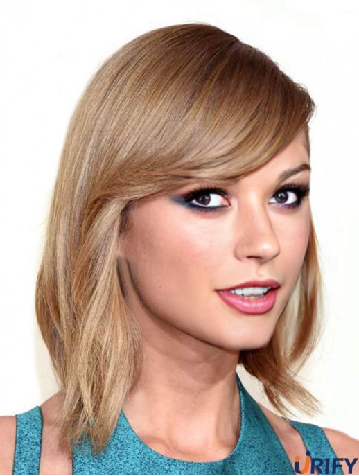 Capless With Bangs Gerade Schulterlange Blonde Erschwingliche  Perücken