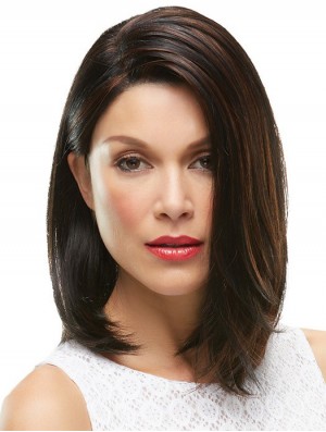 Schulterlänge ohne Pony 12 Zoll Straight Brown Medium Perücken
