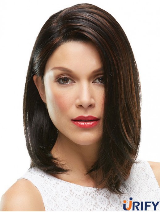 Schulterlänge ohne Pony 12 Zoll Straight Brown Medium Perücken