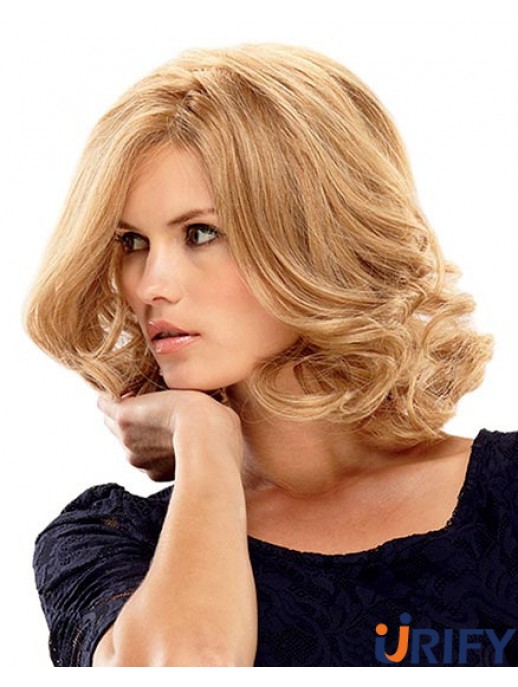 Schulterlange Bobs 14 Zoll Curly Blonde Medium Perücken