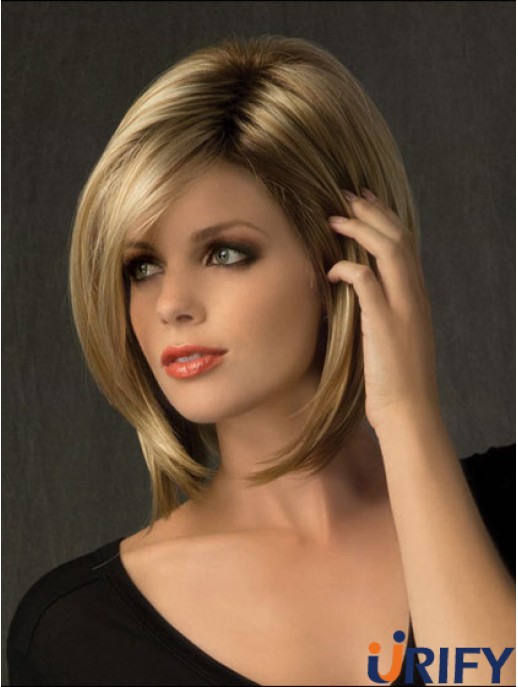 Geeignete gerade blonde Kinnlänge Bobs Mittlere Perücken