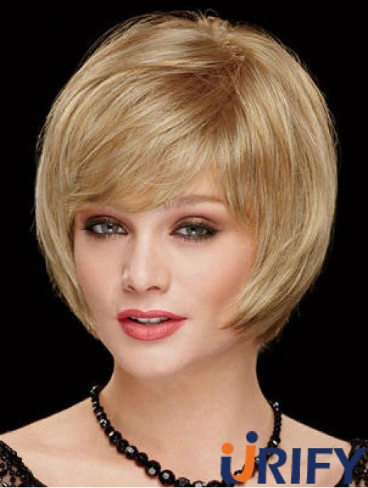 Kinn Länge Bobs 8 Zoll Straight Blonde Medium Perücken