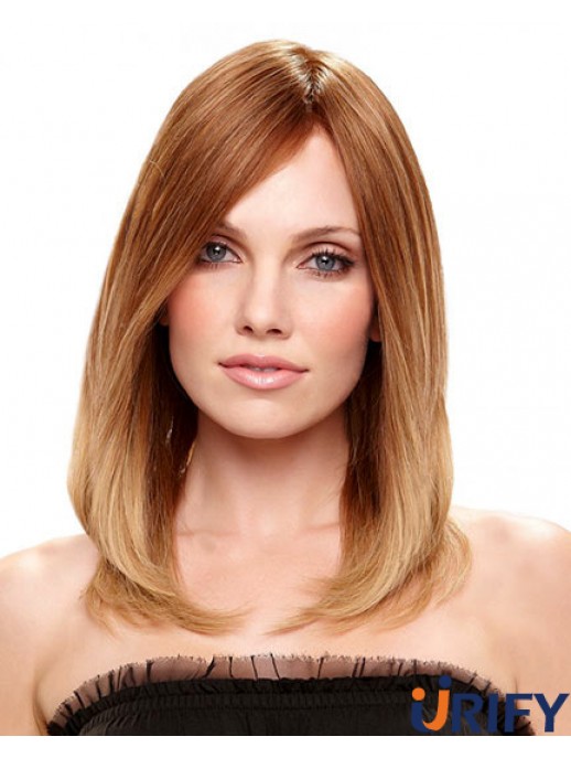 Schulterlänge mit Pony 16 Zoll Straight Auburn Medium Perücken