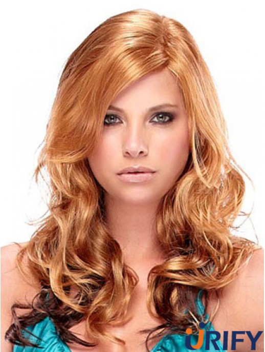 Mode Auburn Curly mit Pony Capless lange Perücken