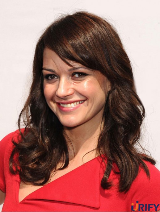 Geeignete Brown Long Wavy 16 Zoll mit Pony Carla Gugino Perücken