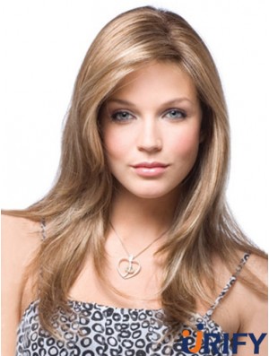 Gerade ohne Pony Lange unglaubliche blonde synthetische Perücken