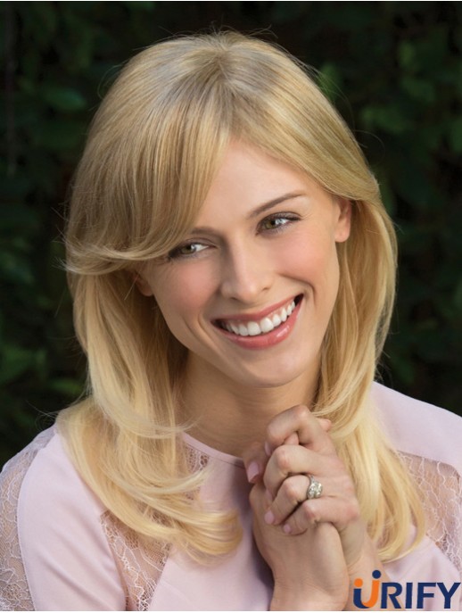 Style Blonde Wellig Mit Pony Capless Long Perücken