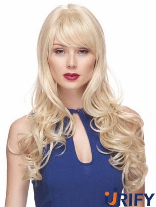 Blonde Perücken mit Pony Synthetic Capless Wavy Style Long Length