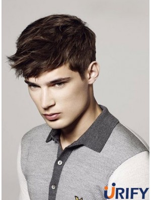 Remy Human Monofilam Cropped Brown Straight Man Perücke UK