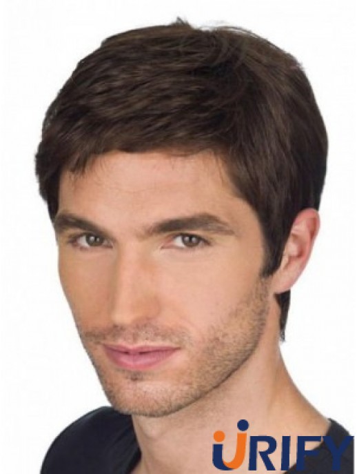 Gerade Remy Human Auburn Full Lace kurze Perücken für Männer mit Krebs