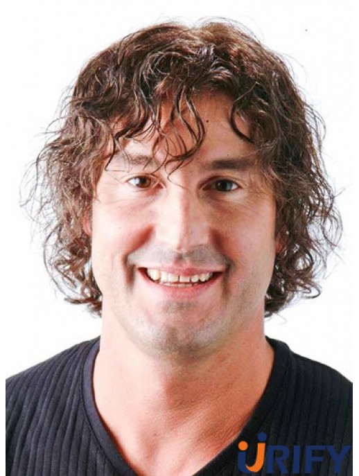 Kurze lockige Herren Echthaar Toupee In Englend UK
