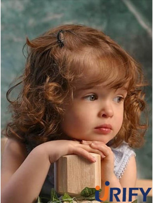 Perücken für Kinder mit Remy Lace Front schulterlang Curly Style