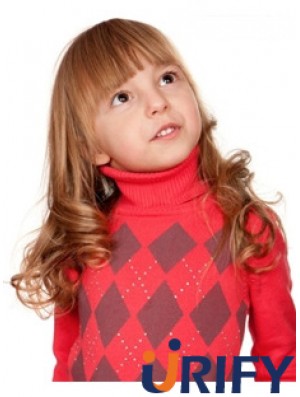 Welliges langes Auburn Remy Echthaar 100% handgebundene Kinderperücken
