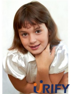 Straight Chin Länge Blonde Remy Echthaar 100% handgebundene Kinderperücken