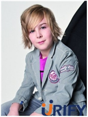 Wellige kurze blonde Remy Menschenhaar Capless Kids Perücken