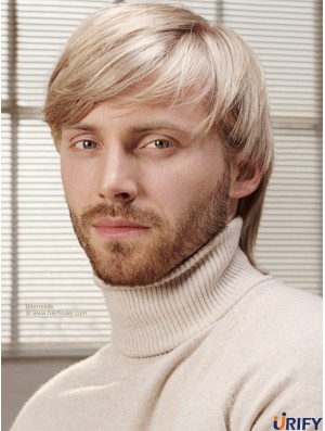 Full Lace Blonde 6  inchShort mit Pony Kostüm Perücken für Männer
