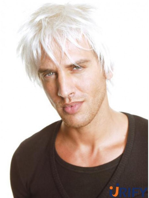 Full Lace Short Remy Mensch 6 Zoll Straight Mens Grey Hair Perücken