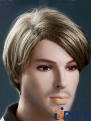Synthetische kappenlose kurze gerade gerade maßgeschneiderte Haarsysteme für Männer
