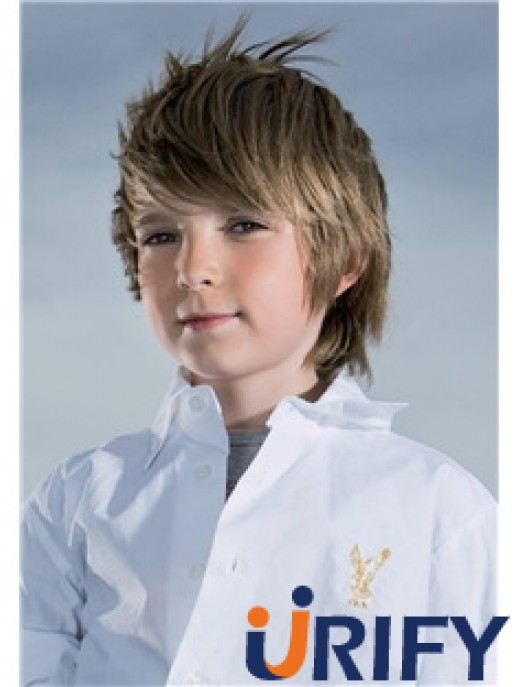 Gerade kurze braune Remy Menschenhaar Capless Kinder Perücken