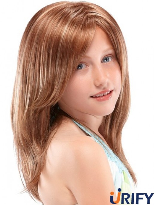Kinder Perücken 100% handgebunden Straight Style Auburn Farbe lange Länge