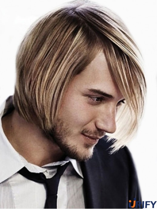 10 Zoll synthetische blonde kurze gerade Herren blonde Perücke