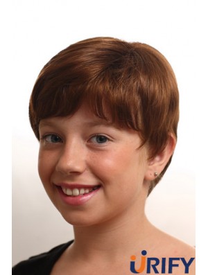 Gerade kurze Auburn synthetische Monofilament Kinderperücken