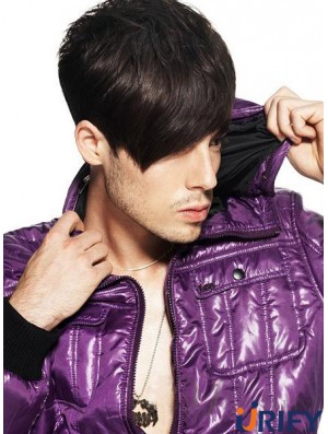 Remy Mensch Capless Short Straight Herren Haar Perücken