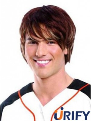 Spitzenfront Auburn Remy Human Short Straight Mans Perücken