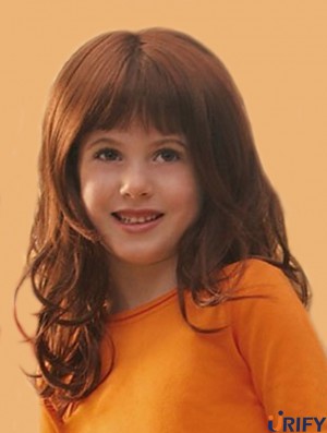 Curly Long Auburn Synthetic Lace Front Kinderperücken