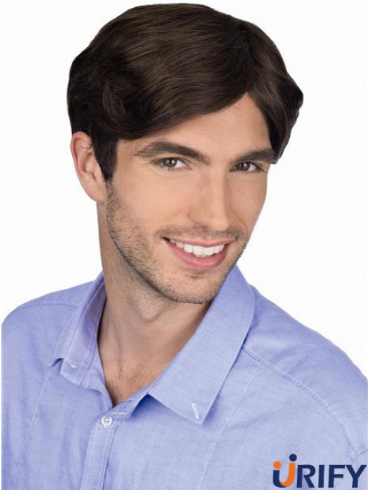 Brown Straight Remy Human 100% handgebundene professionelle Perücke für Männer
