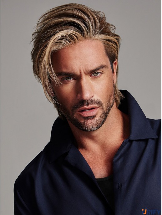 Mono 4 Zoll Gerade Blonde Männer Perücken