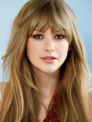 Capless With Bangs Gerade lange blonde  Perücken