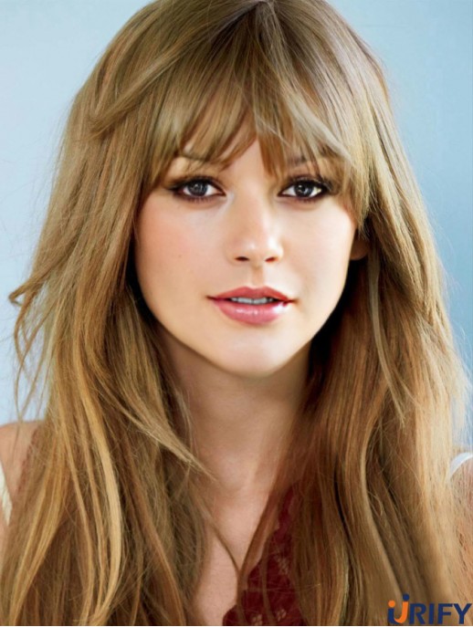 Capless With Bangs Gerade lange blonde  Perücken