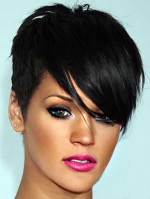  Style Glueless Lace Perücken mit Pony schwarze Farbe