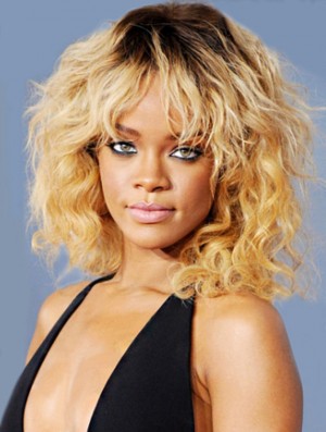 Ombre / 2 Tone Wavy With Bangs 100% handgebundene 14 Zoll Amazing  Perücken