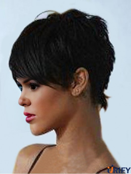 Beliebte Cropped Black Straight Capless  Perücken