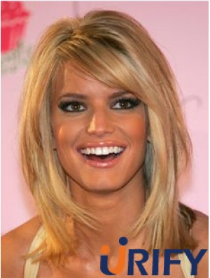 12 Zoll stilvolle blonde schulterlange gerade Bobs Jessica Simpson Perücken