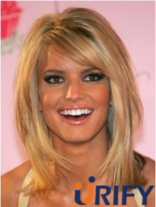 12 Zoll stilvolle blonde schulterlange gerade Bobs Jessica Simpson Perücken
