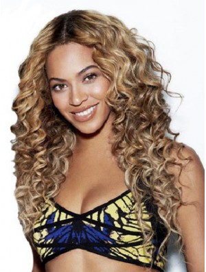 Brown Long Curly ohne Pony Lace Front 24 Zoll  Perücken