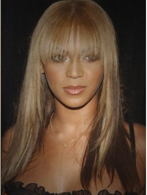 Brown Long Straight mit Pony Lace Front 16 Zoll  Perücken